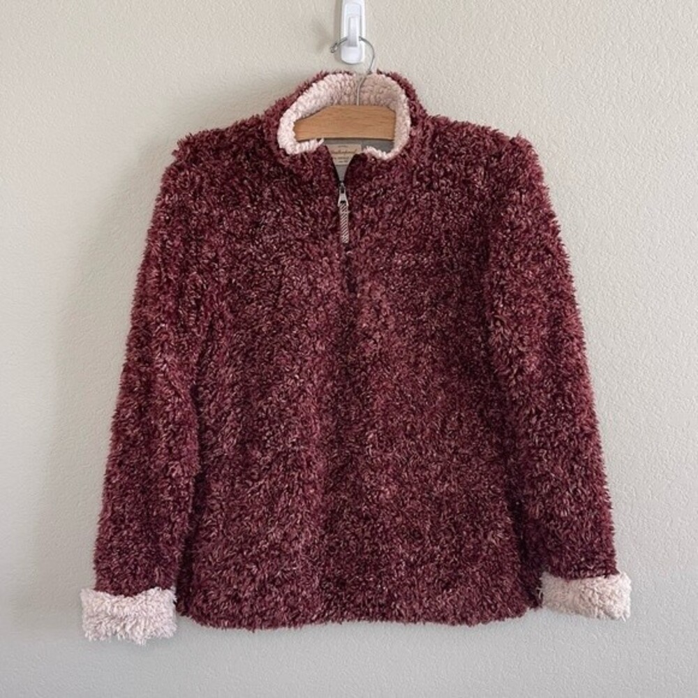 Weatherproof Vintage 3/4 Zip Sherpa Pullover Maroon Small Womens Jacket Sweater
